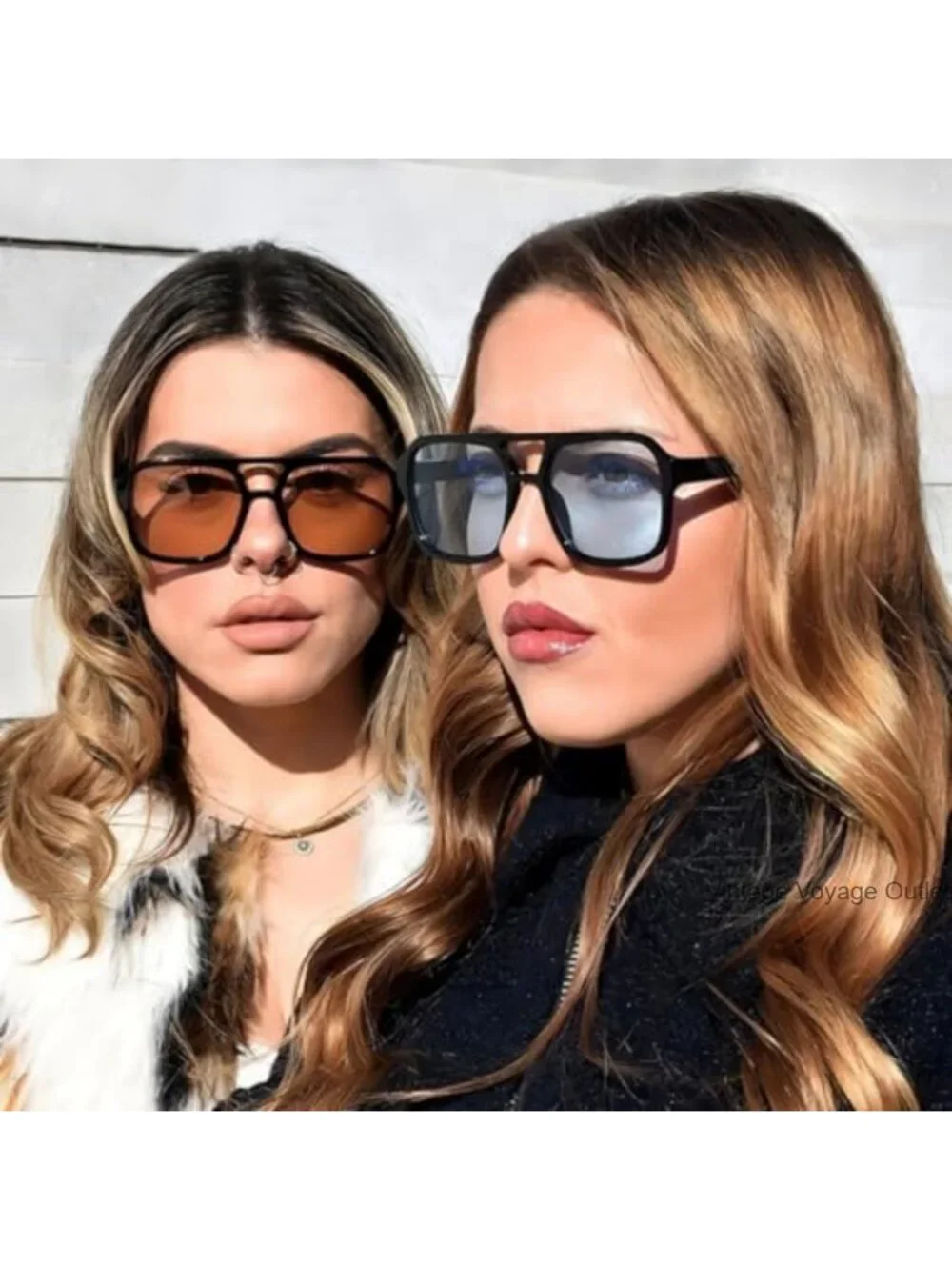 Retro 70s Square Aviator Sunglasses with UV400 Protection